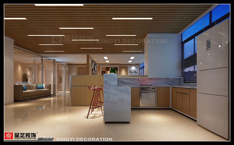 遠信大廈辦公室裝修水吧區效果圖片第一張