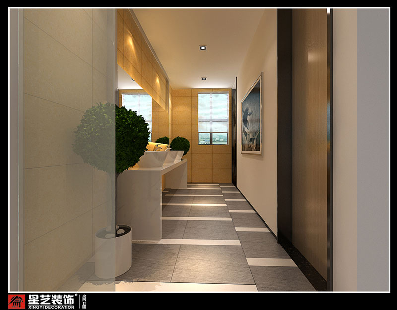 廣西中青旅辦公室衛生間過道裝修設計效果