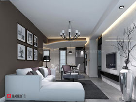 瀚林新城140平現代簡約客廳設計效果