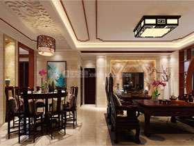 維也納森林170平新中式客廳設(shè)計(jì)效果