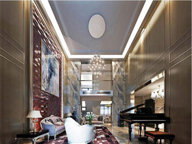 東盟世紀村280平現代簡約客廳設計效果