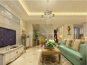 廣源國際社區(qū)240平歐式風(fēng)格客廳設(shè)計效果