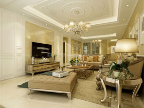 翡翠園碧瑤閣120平新古典客廳設(shè)計效果