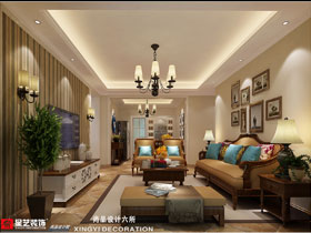 夢之島花園120平美式客廳裝修設(shè)計效果