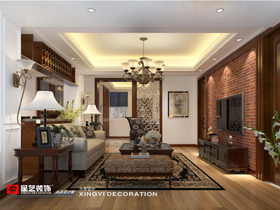 森林假日130平美式客廳裝修設(shè)計效果