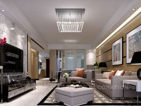 廣源國際社區120平現代簡約客廳設計效果