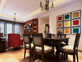 華發(fā)國(guó)賓一號(hào)110平簡(jiǎn)約美式餐廳裝修設(shè)計(jì)效果