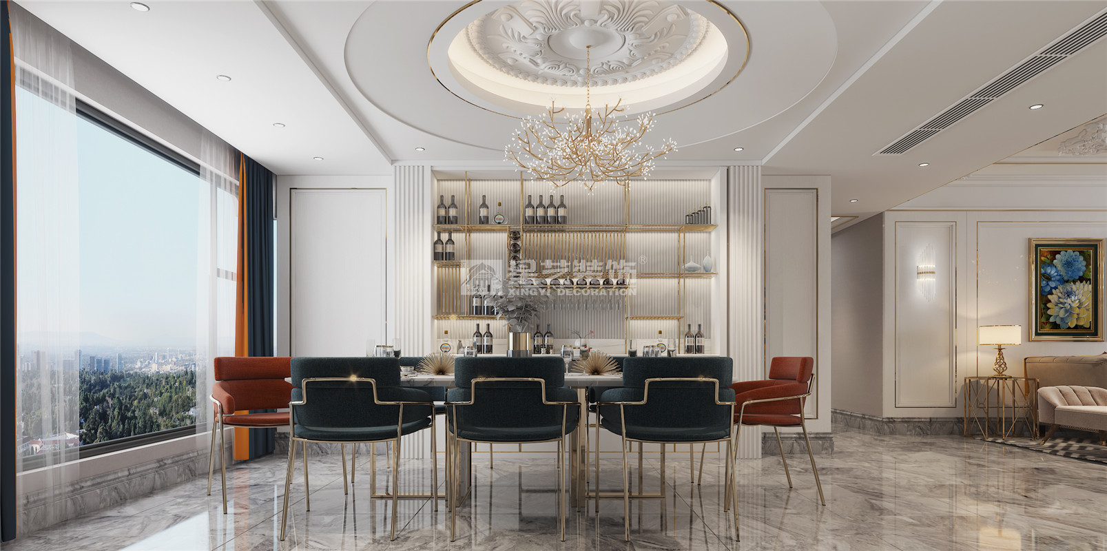 華發(fā)國賓壹號(hào)240平裝修案例